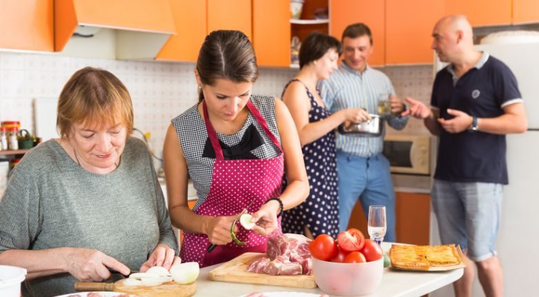 family cooking together