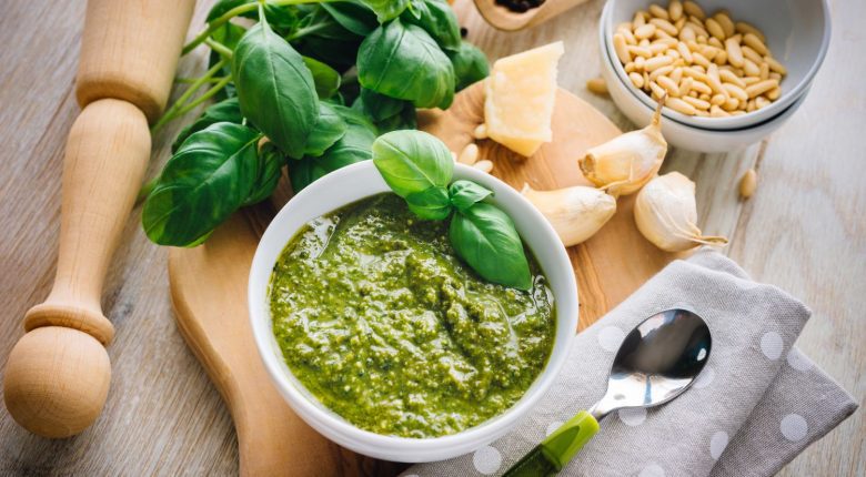 Pesto sauce in a bowl