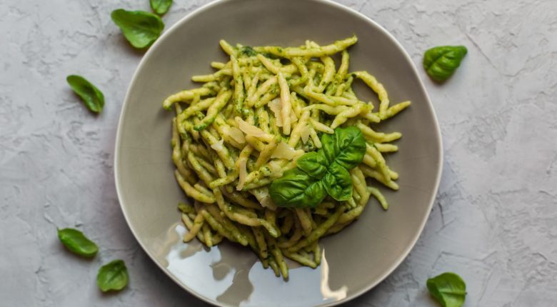 Pesto pasta in a plate