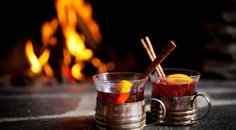 Mulled wine with a fireplace