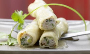 Steamed pollack and prawn cannelloni