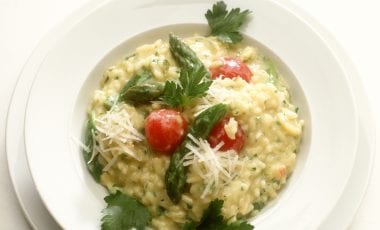 Safranrisotto mit Spargel