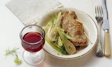 Gefüllte Kalbsschnitzel mit Thunfisch, dazu Fenchel