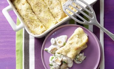 Gratinierte Sesampfannkuchen