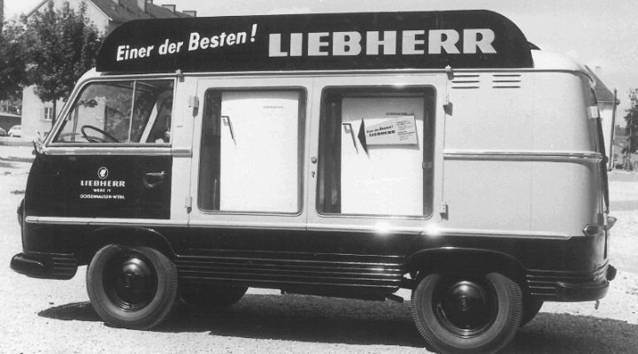 Liebherr-Bus, Liebherr, Bus, Vertrieb, Geschichte, Deutschland, Kühlschrank, Mercedes Benz L 319, Kleintransporter, Modell, Marketing, Historie, Fahrendes Schaufenster