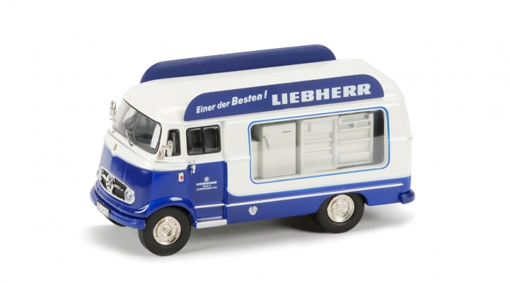 Liebherr-Bus, Liebherr, Bus, Vertrieb, Geschichte, Deutschland, Kühlschrank, Mercedes Benz L 319, Kleintransporter, Modell, Marketing, Historie, Fahrendes Schaufenster, Social Media, Asien, Kuchen, Torte