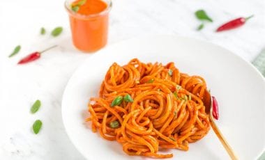 Spaghetti mit Paprikacreme