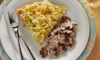 Lauchkuchen mit Pilzsauce Lauchkuchen mit Pilzsauce