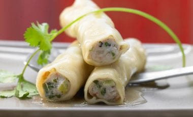 Gedämpfte Lachs-Garnelen-Cannelloni Gedämpfte Lachs-Garnelen-Cannelloni