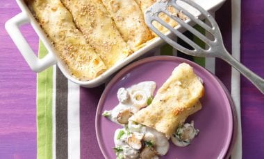 Gratinierte Sesampfannkuchen