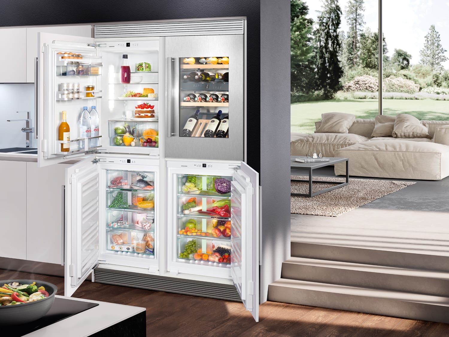 Какие встроенные холодильники лучше. Холодильник Либхер двухдверный. Холодильник Liebherr Side by Side. Холодильник Либхер с винным шкафом. Встраиваемый холодильник Liebherr с зоной свежести.