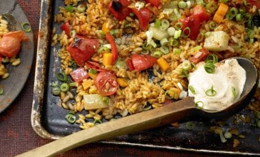 Vegetarische oven-paella Vegetarische oven-paella